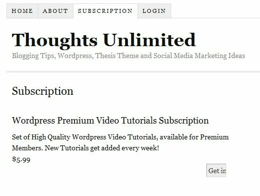 User Subscription Page