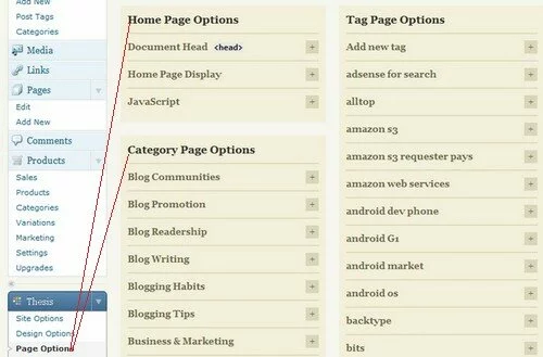 Home Page, Category and Tag Specific Settings